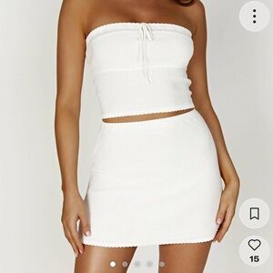 Meshki Kyra Waffle Knit Tube Top - white size small